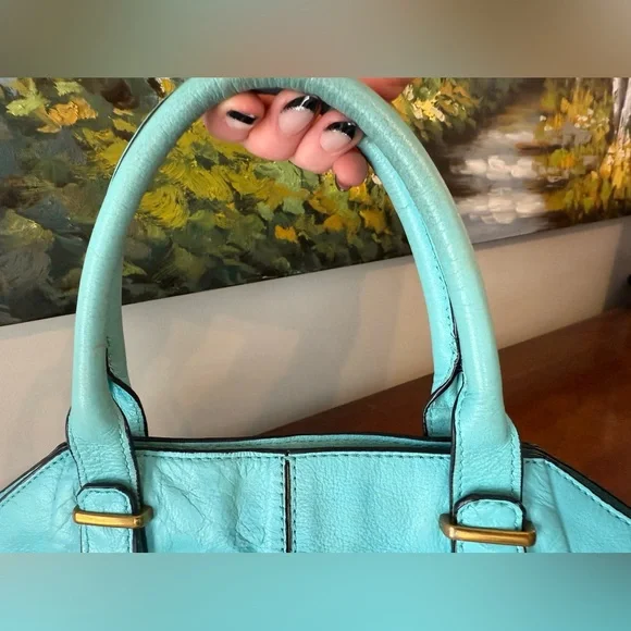 Elliott Lucca Medium Faro Turquoise Leather Satchel Crossbody | Beach Ready ☀️🏝️ - Picture 10 of 17